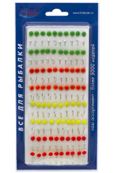 Мормышка Condor фосфорная №62 микс набор - d 8, крючок № 6 /80шт/