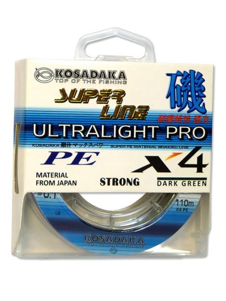 Леска плетеная KOSADAKA Super PE X4 Ultralight PRO dark green 0.05 110м